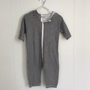 J&J black and white hooded romper GUC